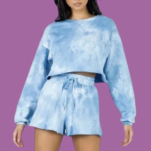 Princess Polly Tie Dye Crop Blue White Sweatshirt small size 4 - Picture 1 of 7